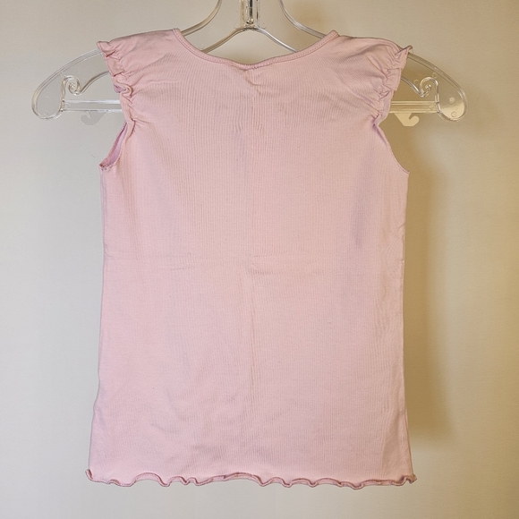 👍Ballerina pink cotton knit sleeveless pearl bedazzled girls top size 4-6 US - Picture 4 of 6